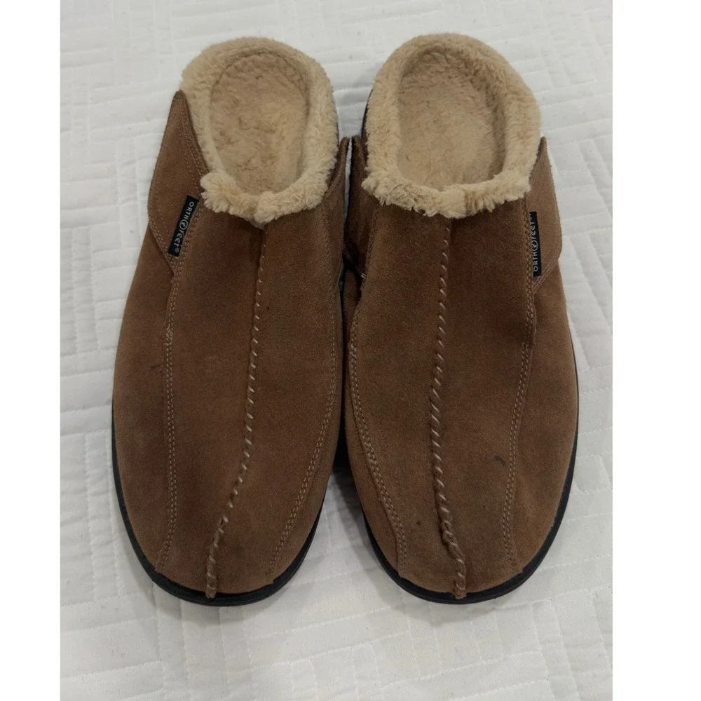 Orthofeet Charlotte Brown Suede Orthopedic Slippers Mules Men 11-12 S331W